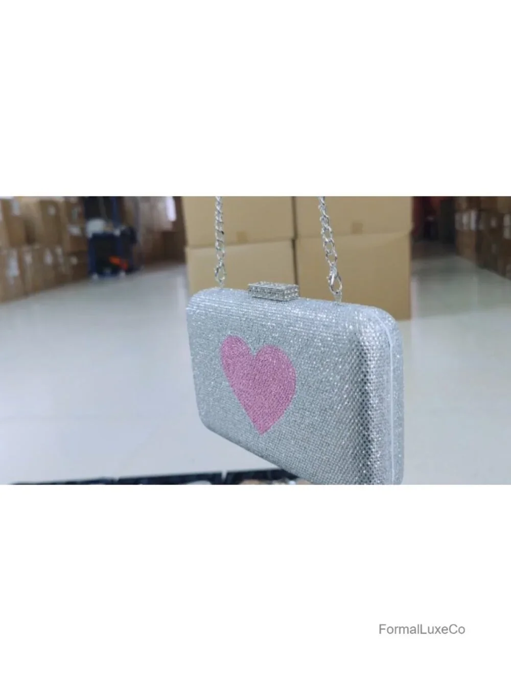 Heart Crystal Clutch Purse, Rhinestone Evening Bag for Women, Formal Clutch